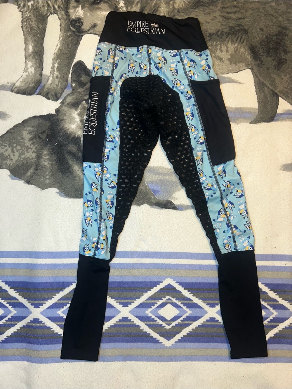 Women’s Full Seat Silicone Empire Equestrian Bluey Riding Leggings 2 Pockets XS